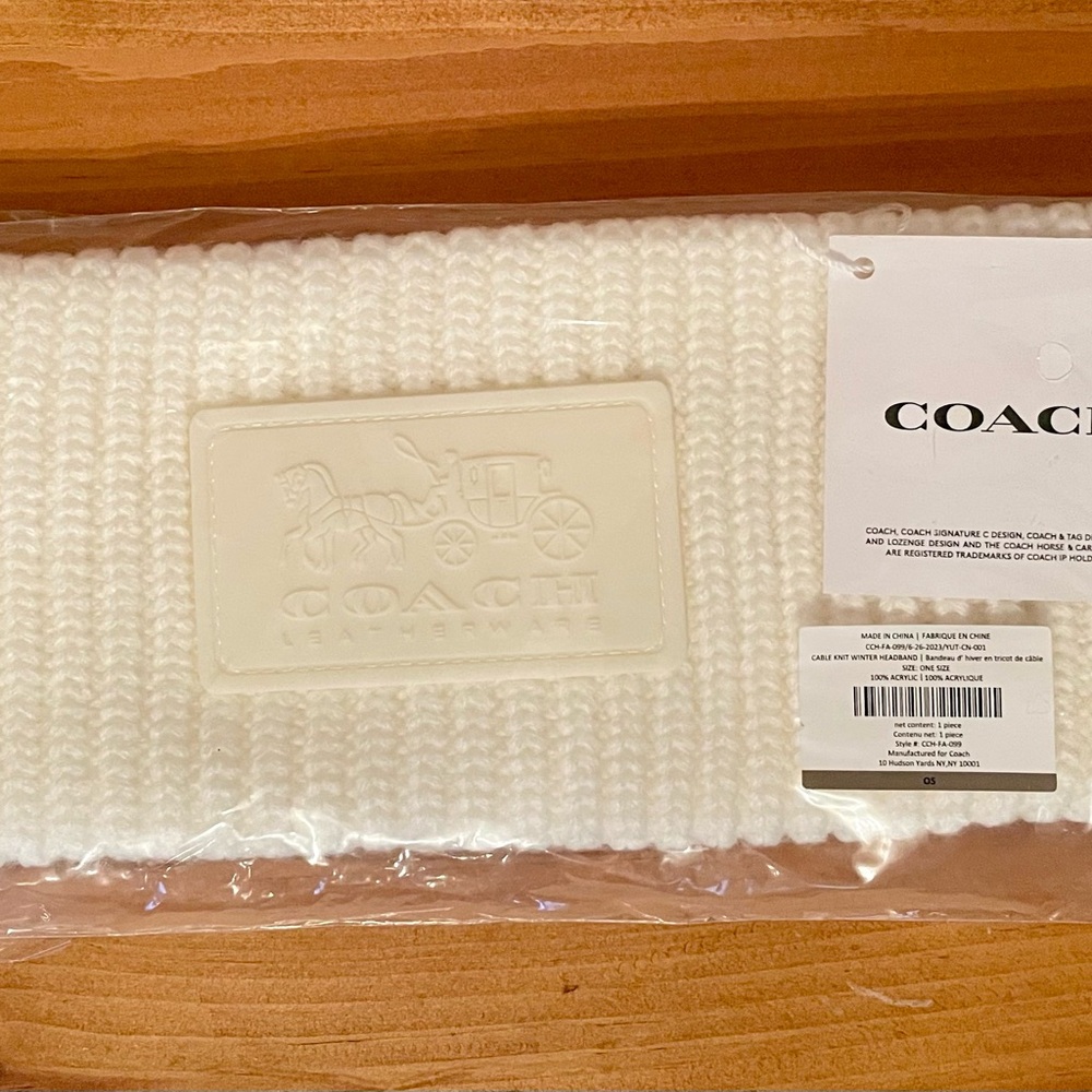 Coach Women's Cream Knit Headband